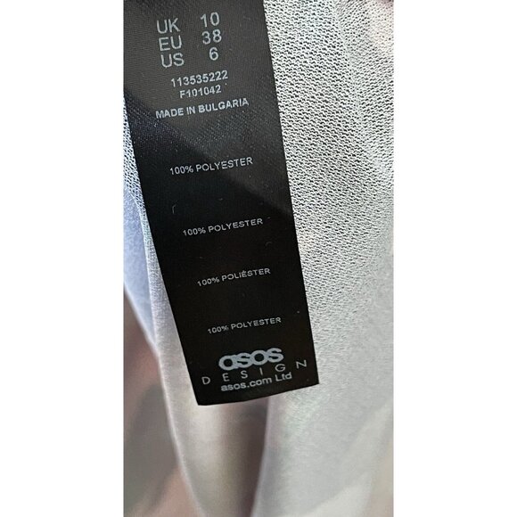 ASOS Dress Womens Size 6 Floral Pleated V Neck Key Hole Open Back Long - Picture 9 of 10